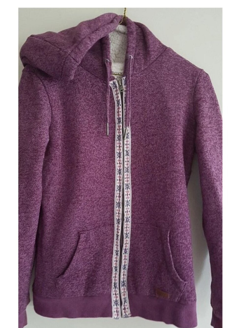 Roxy Womens Size S Purple Maroon Sherpa Lined Toggle Jacket